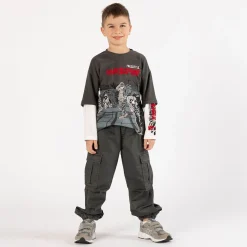Pantalone baggy in gabardina per ragazzo