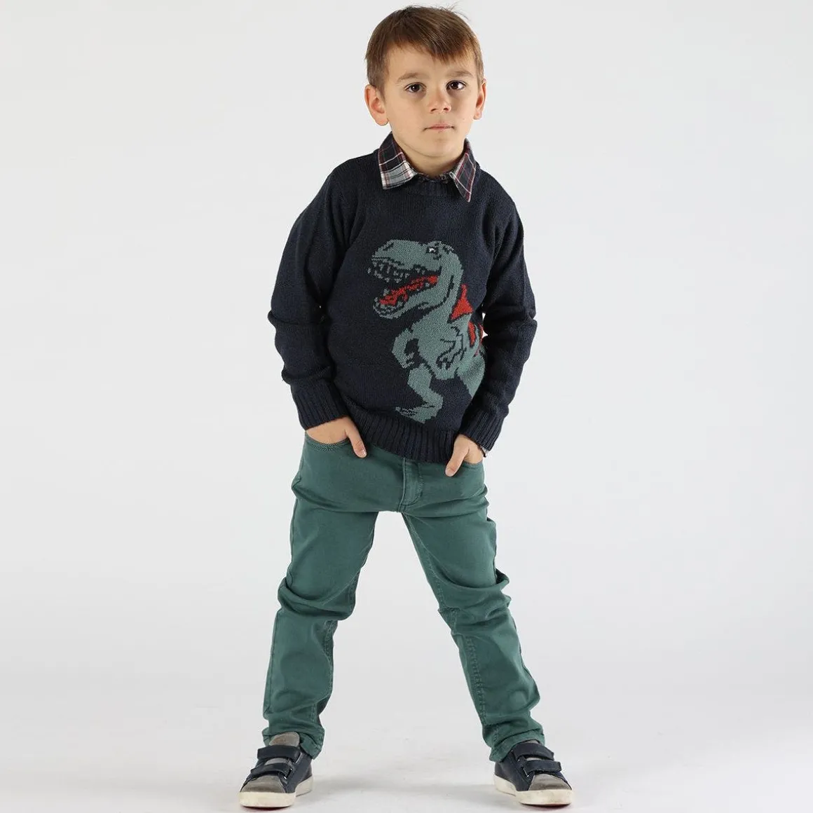 Pantalone bambino in tessuto effetto gabardina