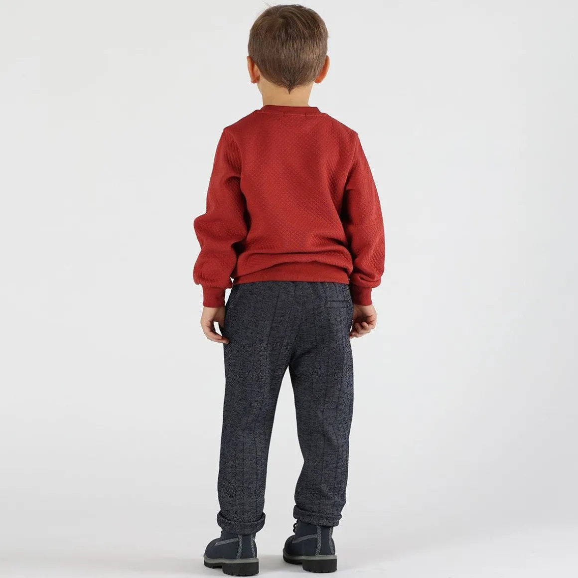 Pantalone bambino in tessuto spinato