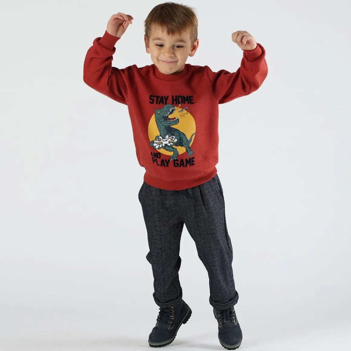 Pantalone bambino in tessuto spinato