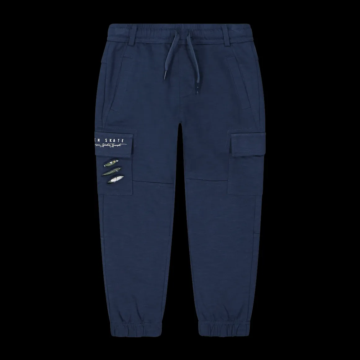Pantalone blu in felpa malfilè bambino