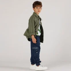 Pantalone blu in felpa malfilè bambino