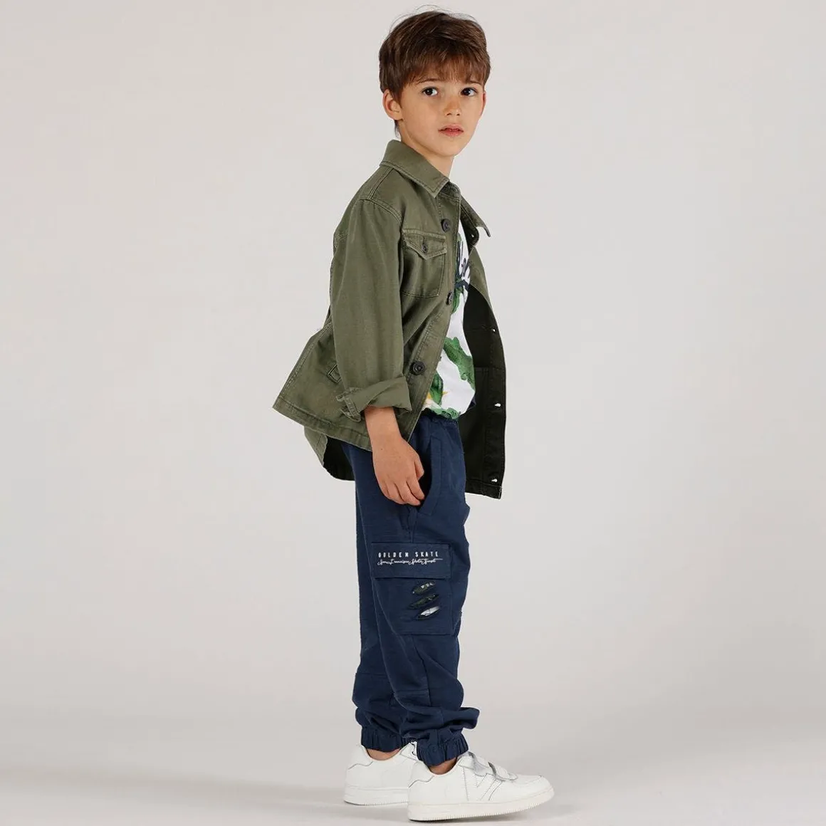 Pantalone blu in felpa malfilè bambino