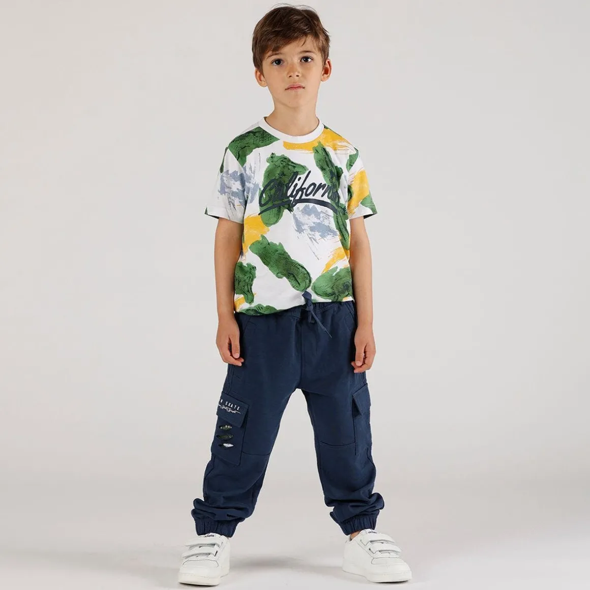 Pantalone blu in felpa malfilè bambino