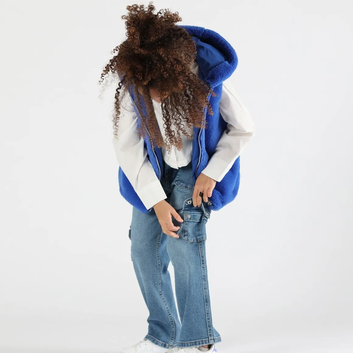 Pantalone cargo denim bambina
