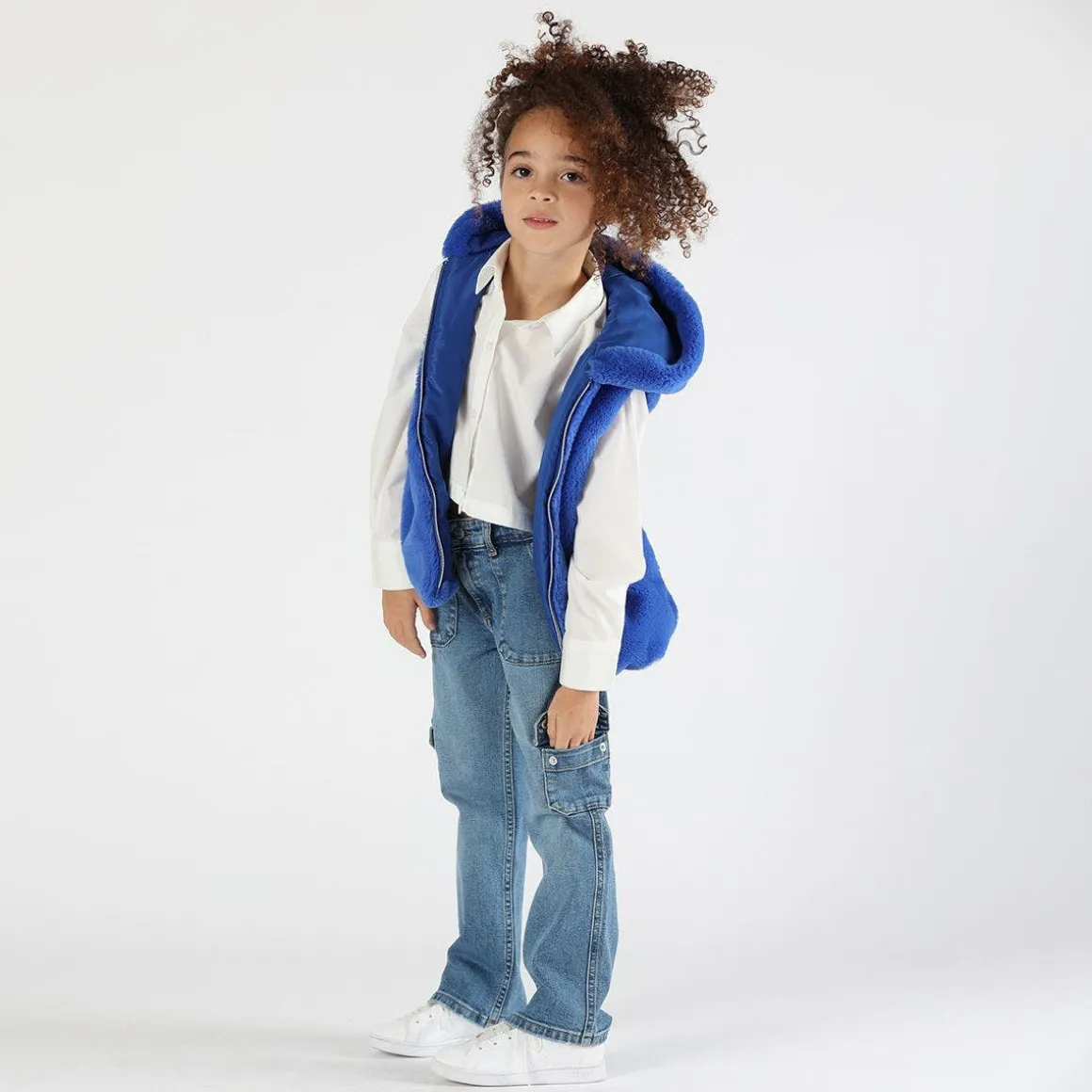 Pantalone cargo denim bambina