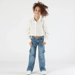 Pantalone cargo denim bambina