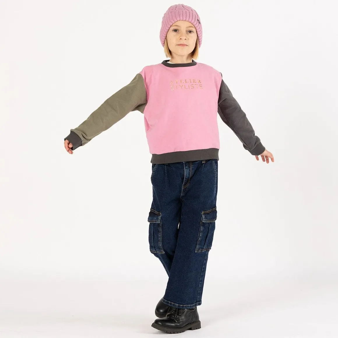Pantalone cargo in denim per ragazza