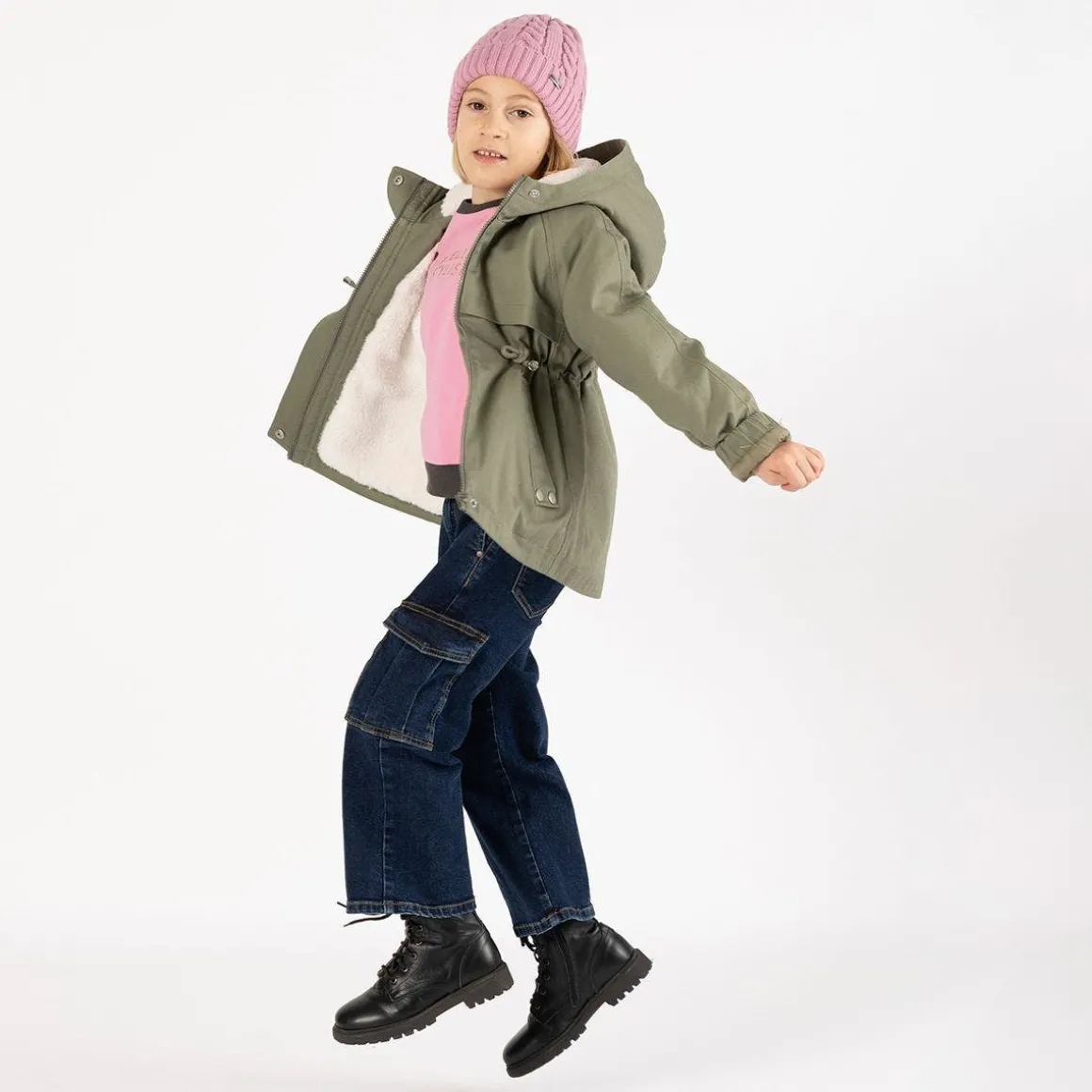Pantalone cargo in denim per ragazza