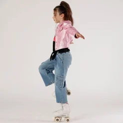 Pantalone cargo in denim bambina