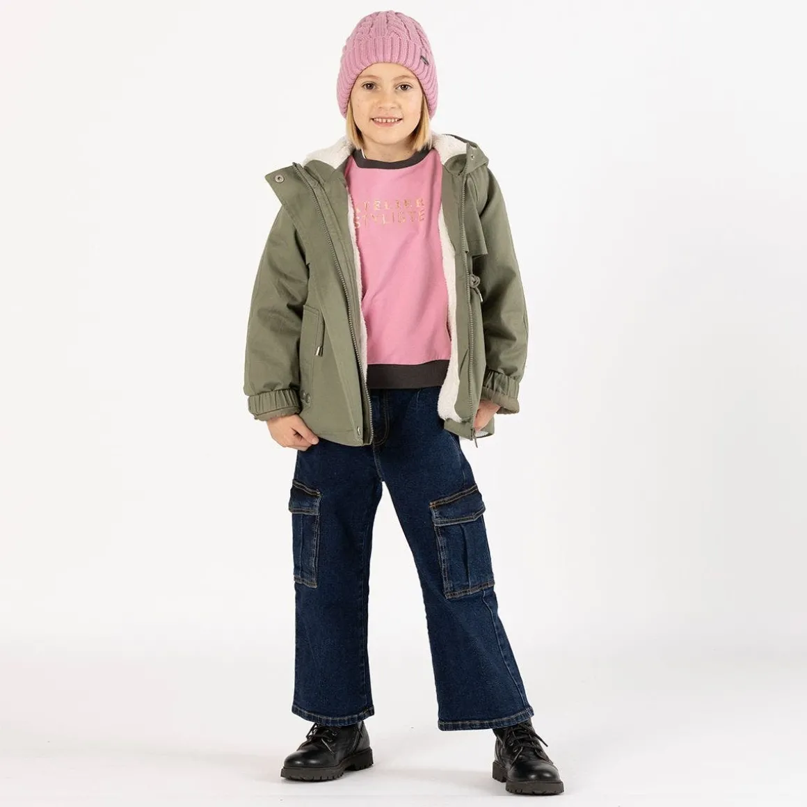 Pantalone cargo in denim per ragazza