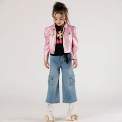 Pantalone cargo in denim bambina