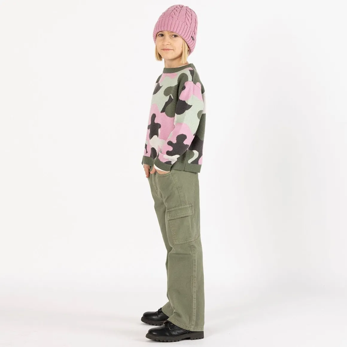 Pantalone cargo in gabardina per bambina