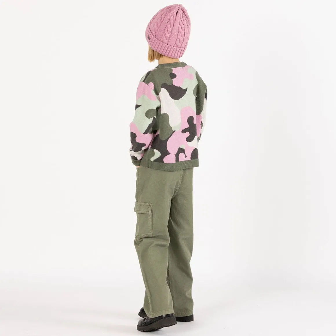 Pantalone cargo in gabardina per bambina