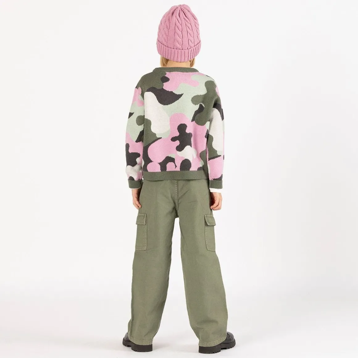 Pantalone cargo in gabardina per bambina