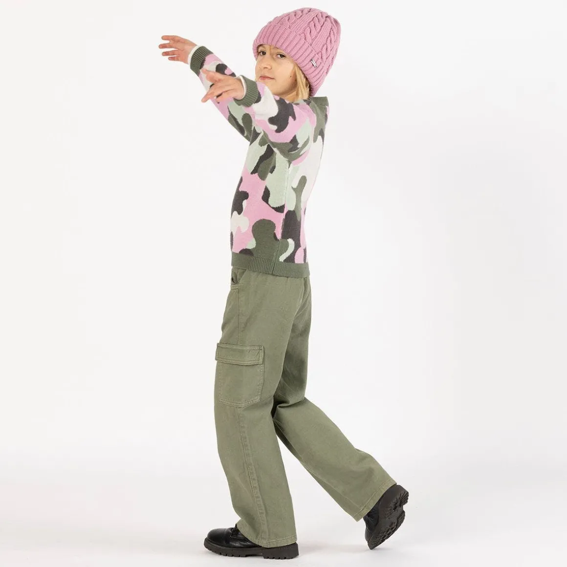 Pantalone cargo in gabardina per bambina