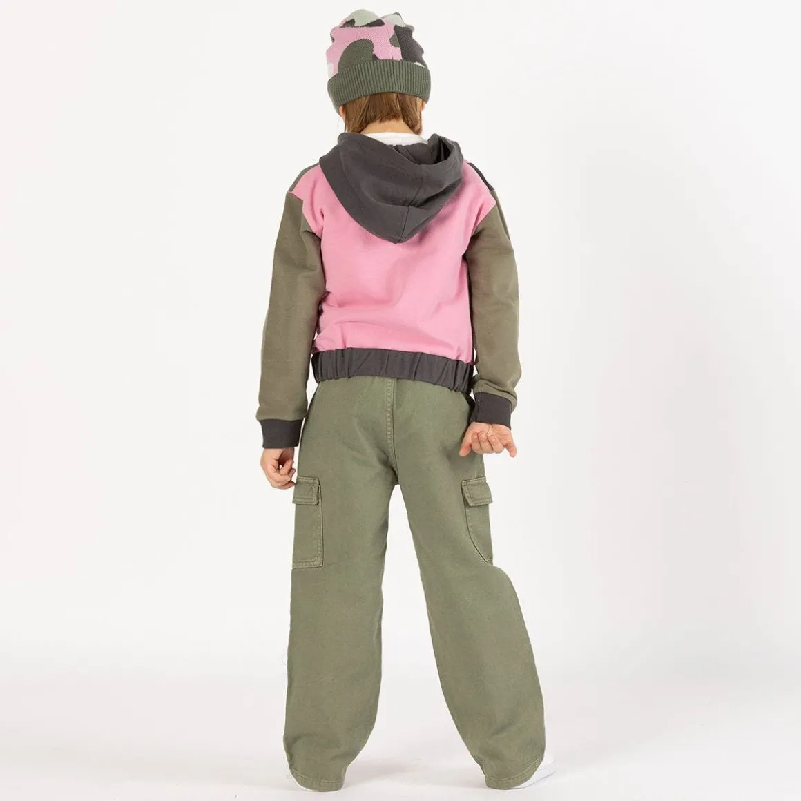 Pantalone cargo in gabardina per bambina