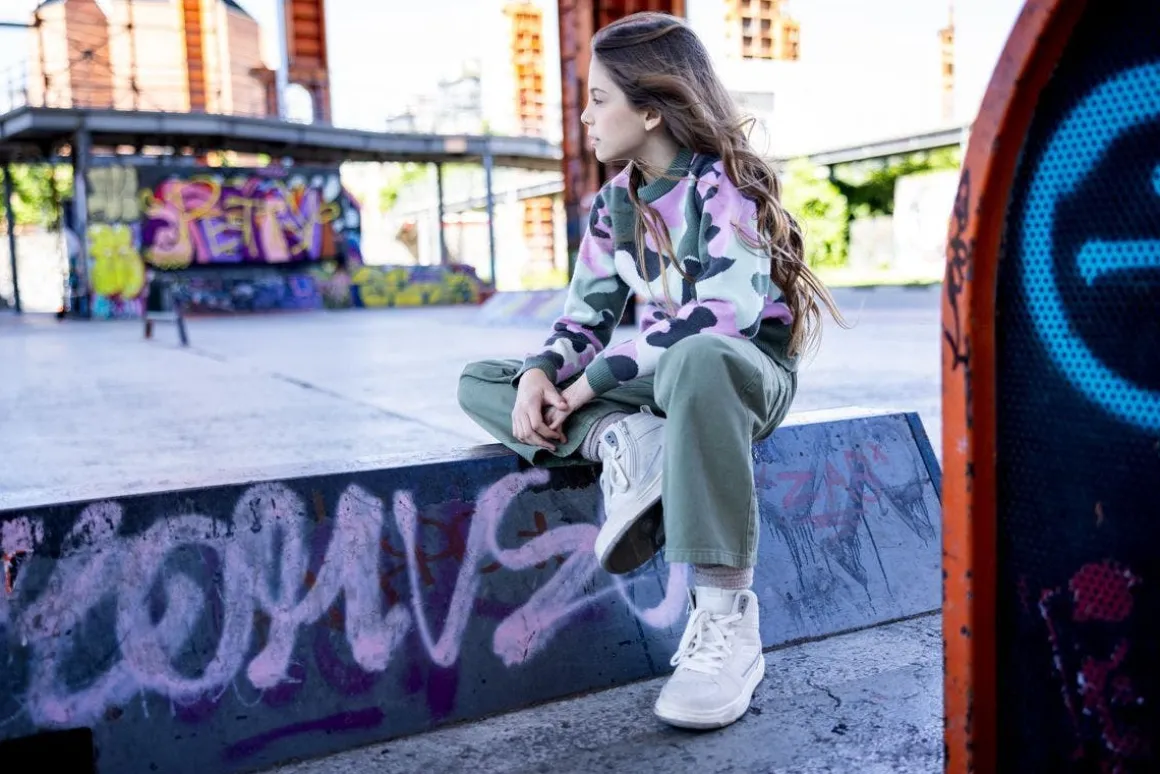 Pantalone cargo in gabardina per bambina