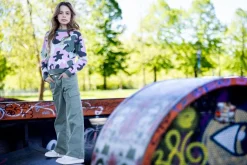 Pantalone cargo in gabardina per bambina