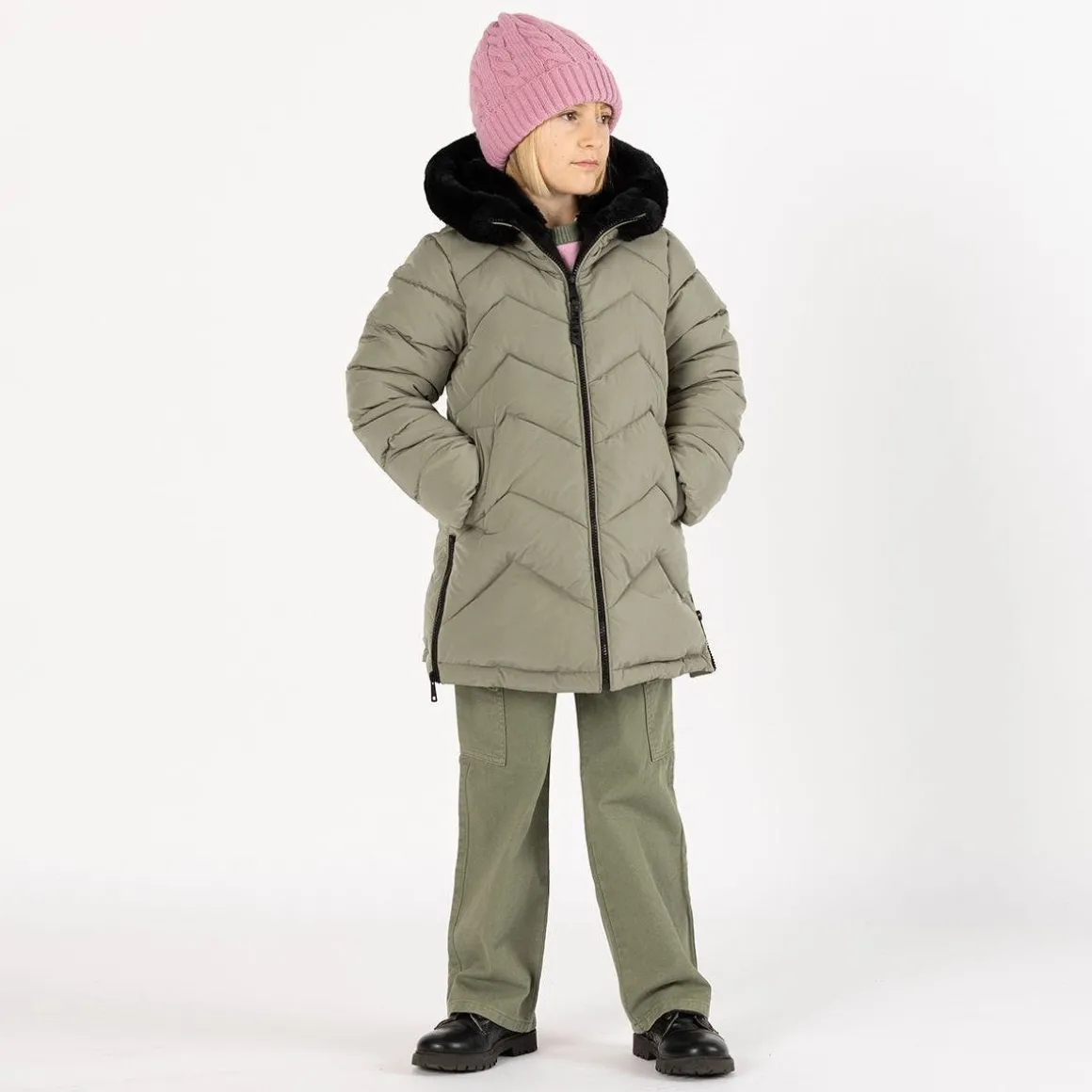 Pantalone cargo in gabardina per bambina