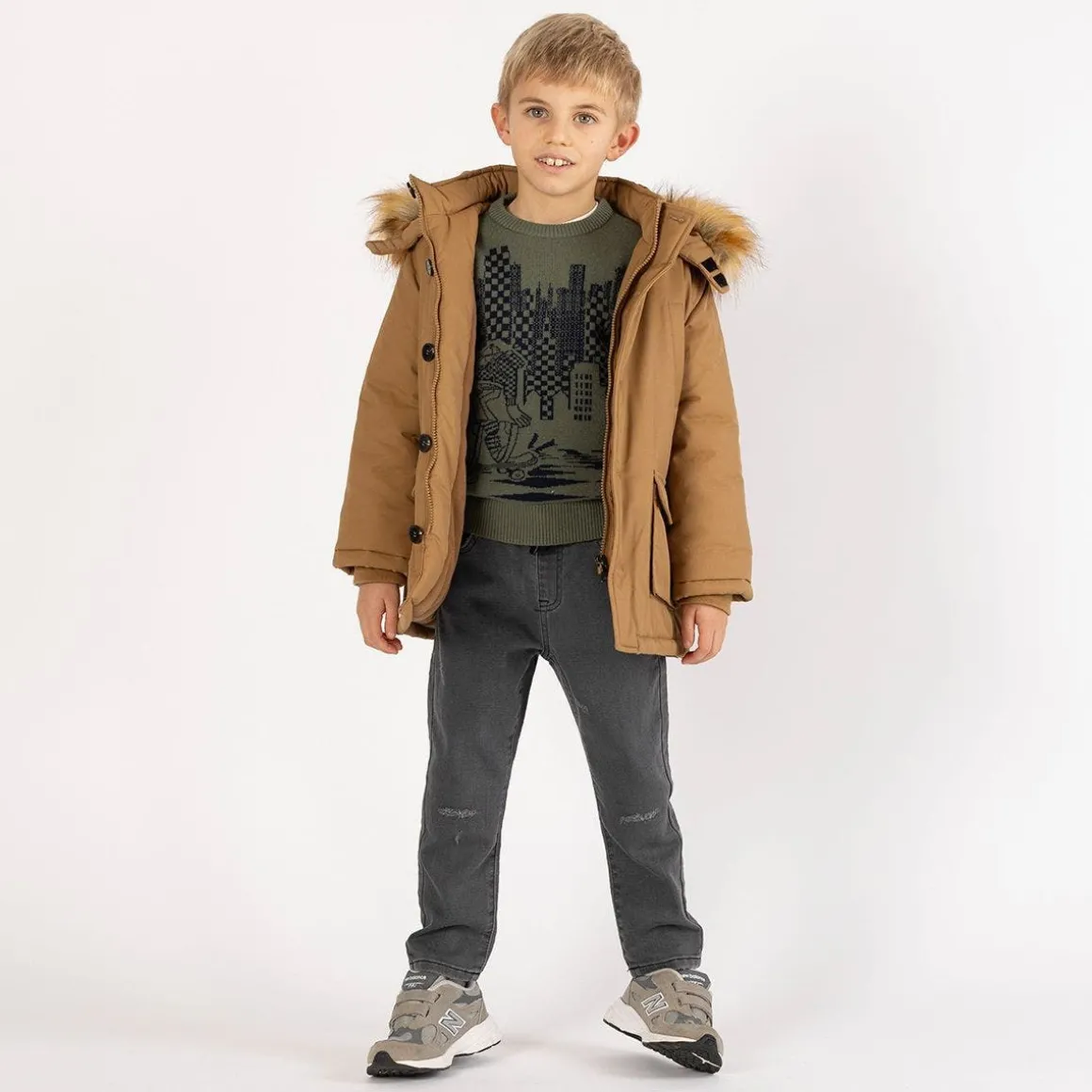 Pantalone con coulisse in felpa denim per ragazzo