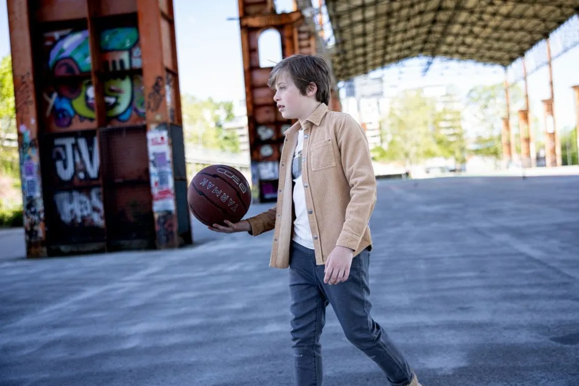 Pantalone con coulisse in felpa denim per ragazzo