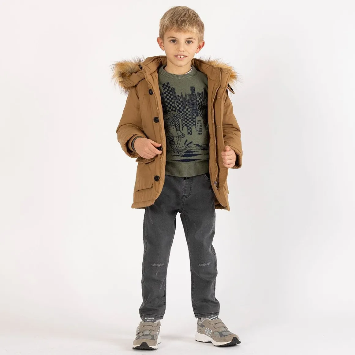 Pantalone con coulisse in felpa denim per ragazzo