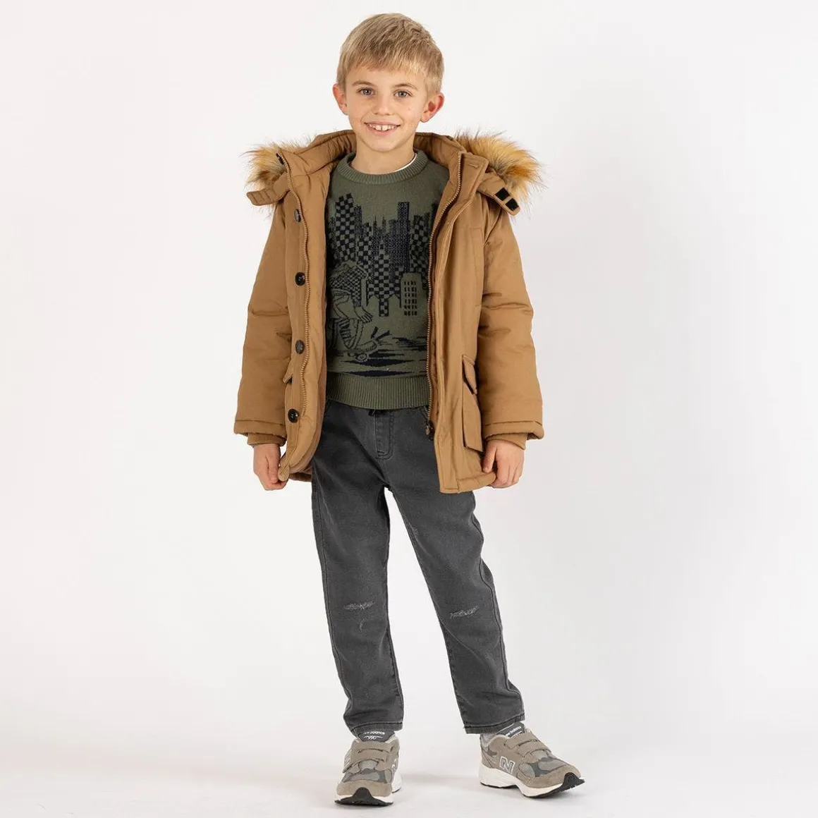 Pantalone con coulisse in felpa denim per ragazzo