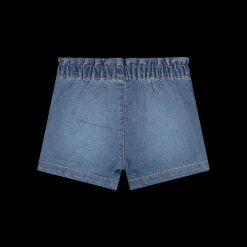Pantalone corto in denim con fiocco da bambina