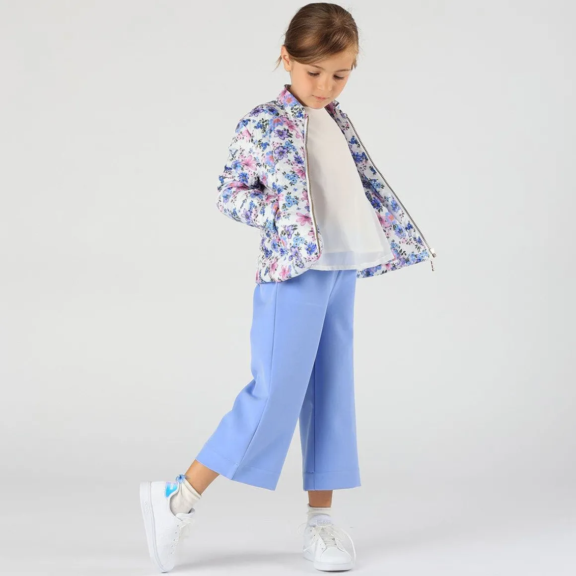 Pantalone cropped in crepe da bambina
