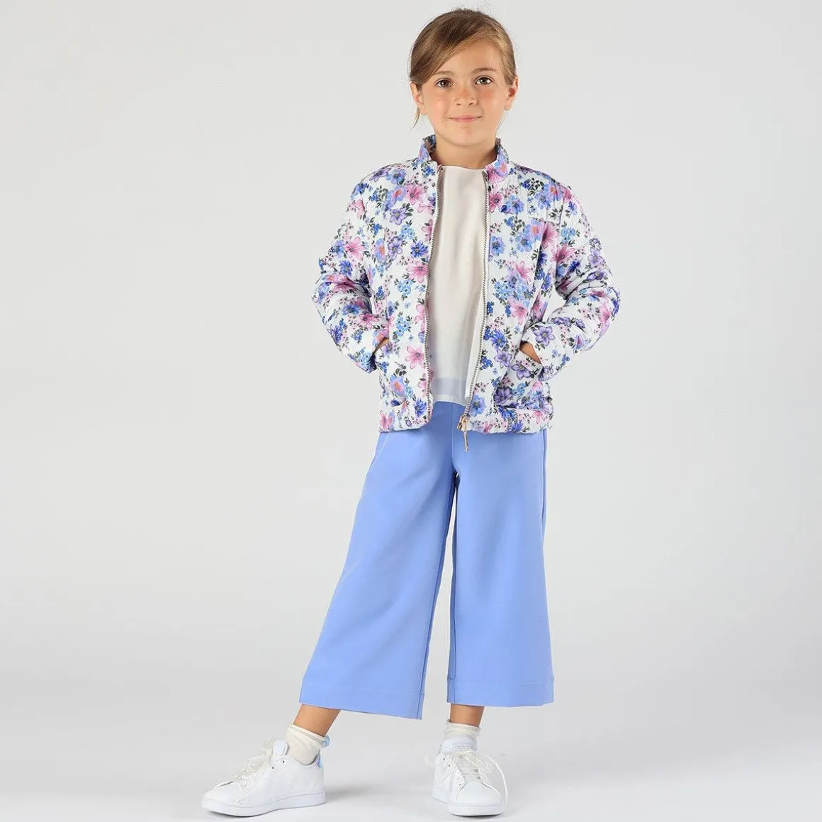 Pantalone cropped in crepe da bambina