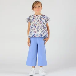 Pantalone cropped in crepe da bambina