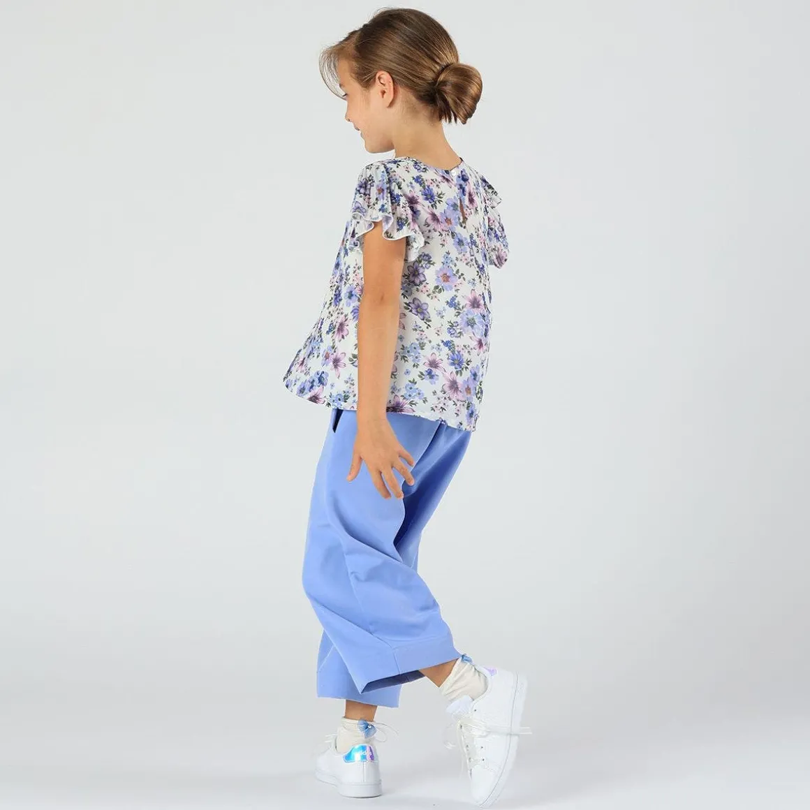 Pantalone cropped in crepe da bambina