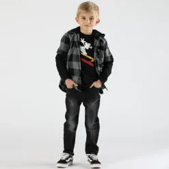 Pantalone da bambino effetto jeans con laccio