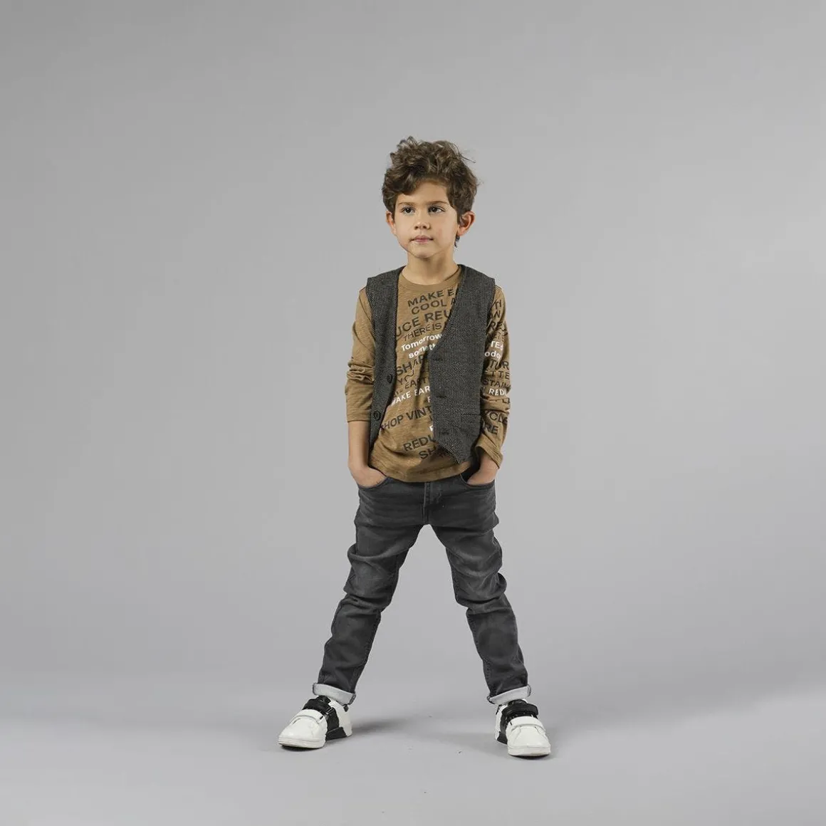 Pantalone da bambino in felpa effetto denim