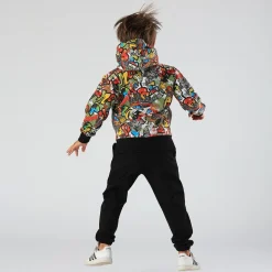 Pantalone da bambino in felpa con stampa fiamme