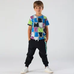 Pantalone da bambino in felpa con bande stampate