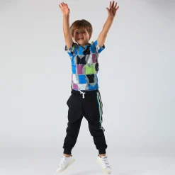 Pantalone da bambino in felpa con bande stampate