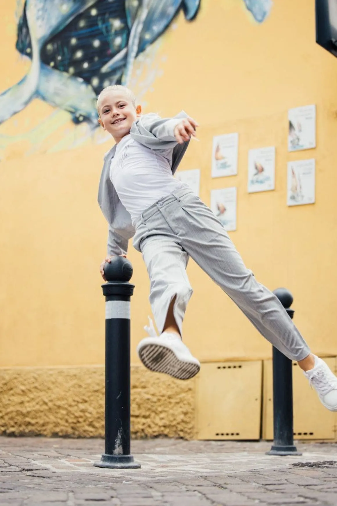 Pantalone gessato per bambina