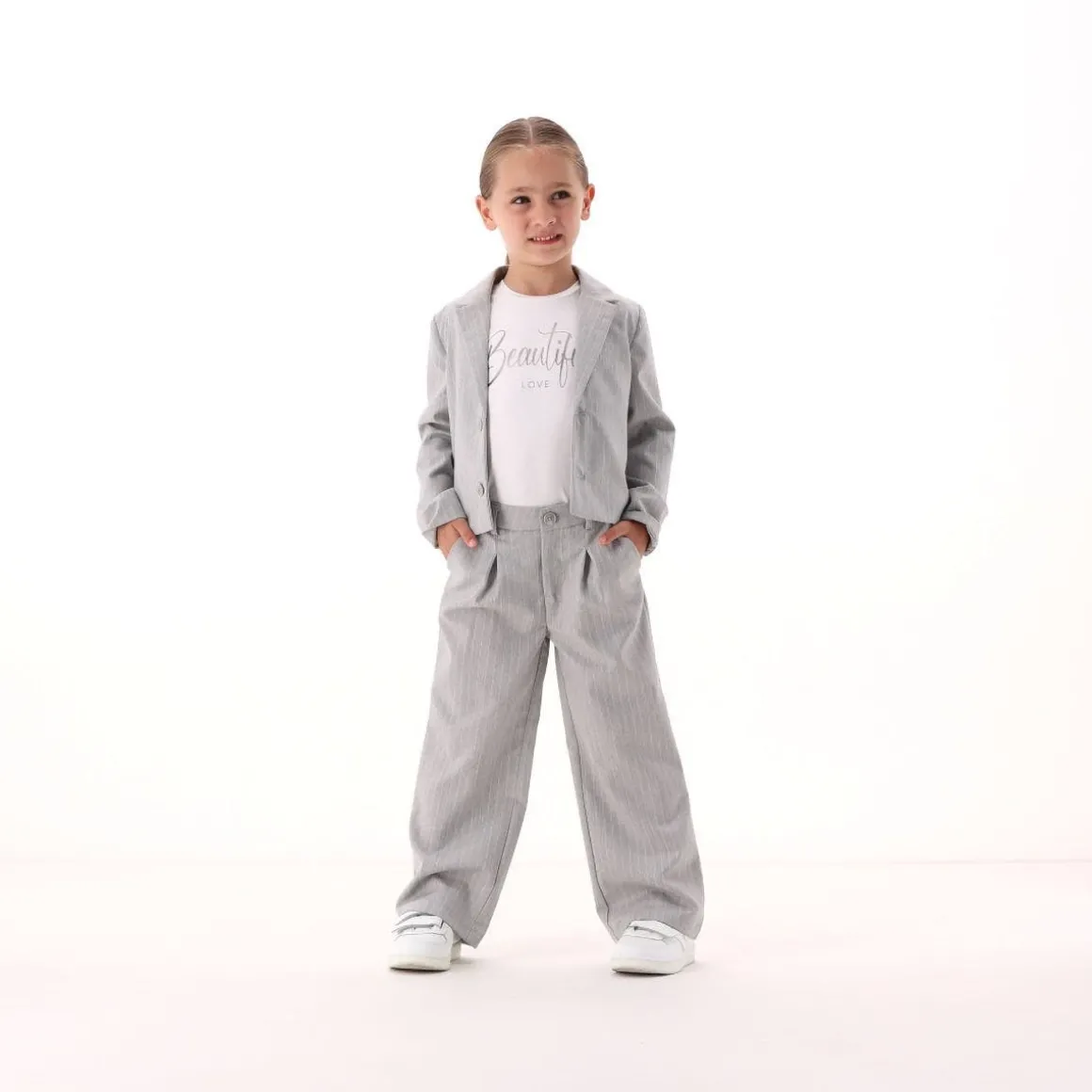 Pantalone gessato per bambina