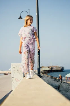 Pantalone in creponne stampato per bambina