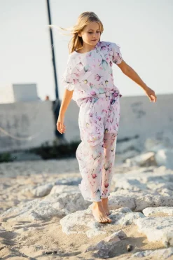 Pantalone in creponne stampato per bambina
