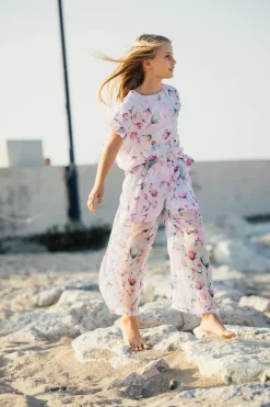 Pantalone in creponne stampato per bambina