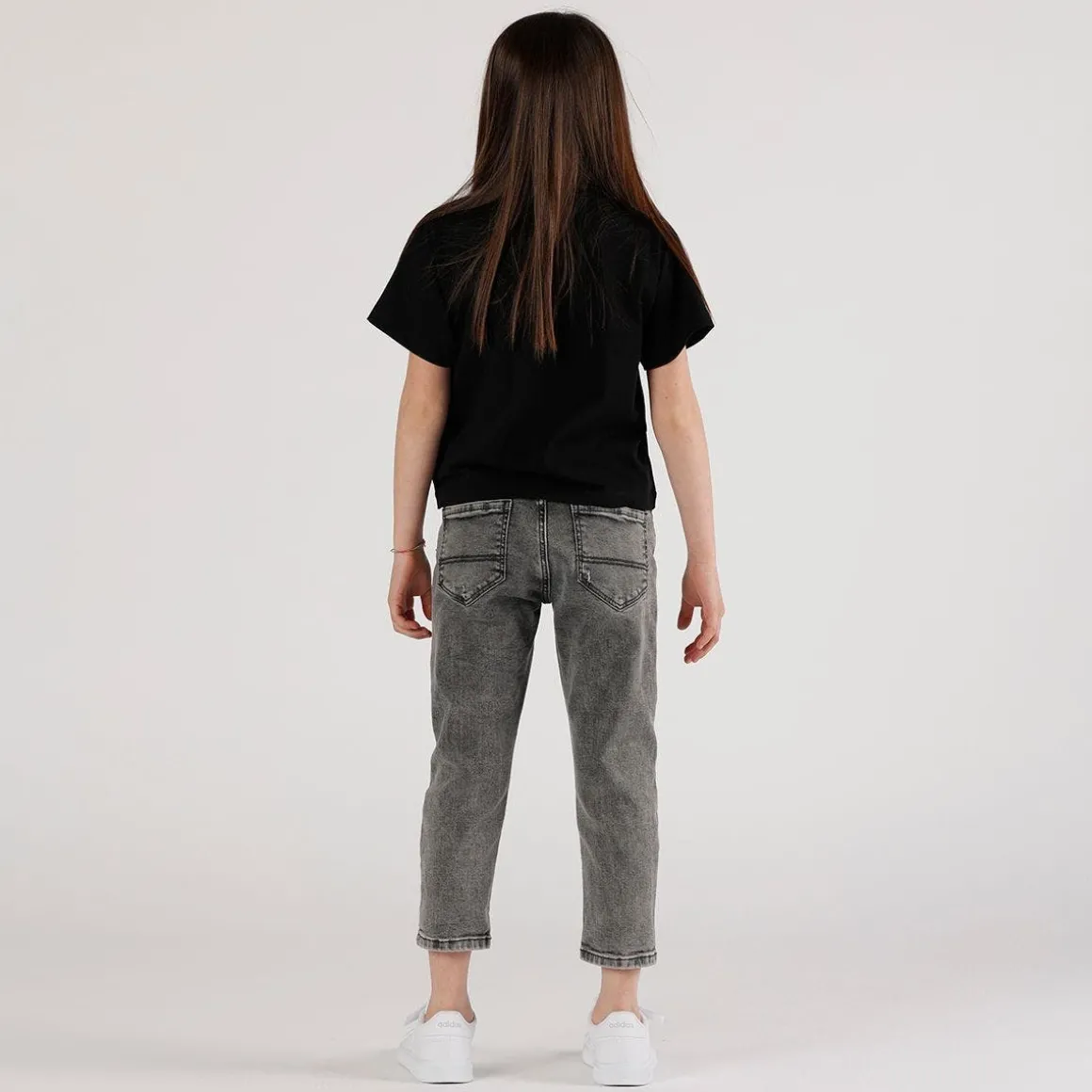 Pantalone in denim mom fit da bambina