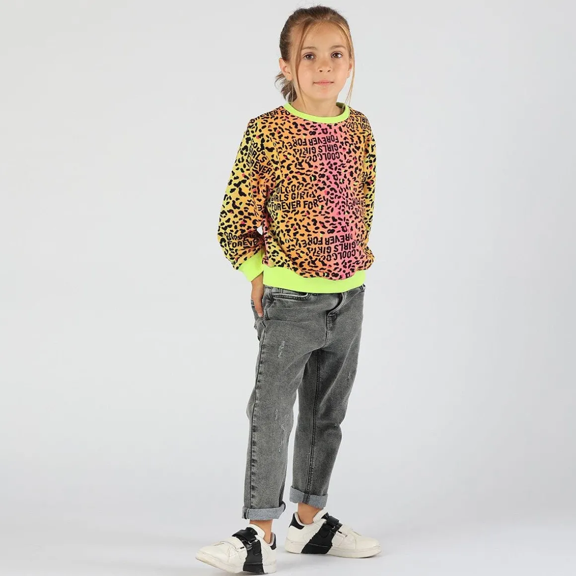 Pantalone in denim mom fit da bambina
