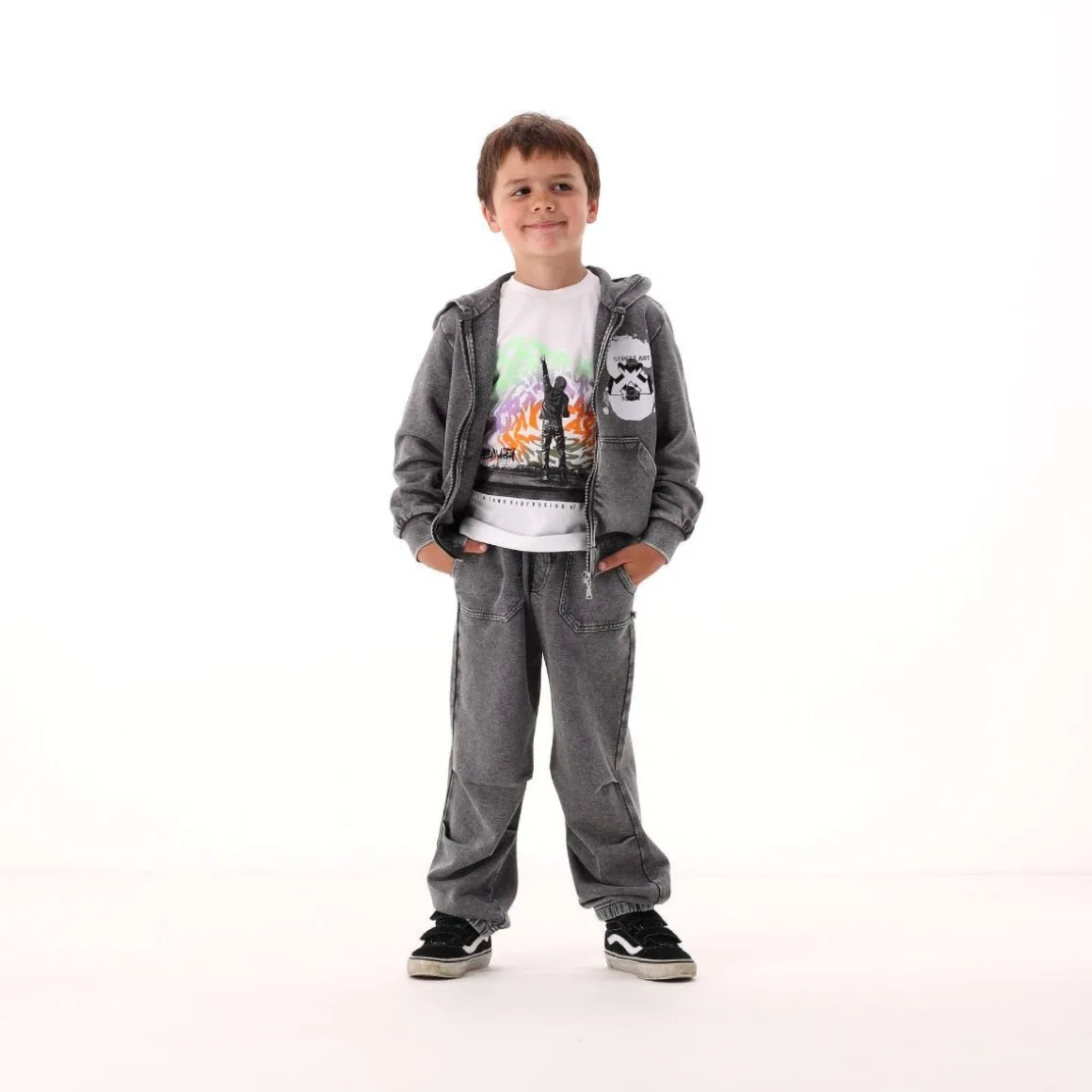Pantalone in felpa slavata per bambino