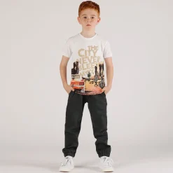 Pantalone in gabardina leggera con tasconi bambino