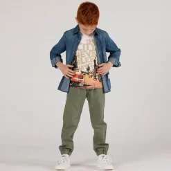Pantalone in gabardina leggera con tasconi bambino