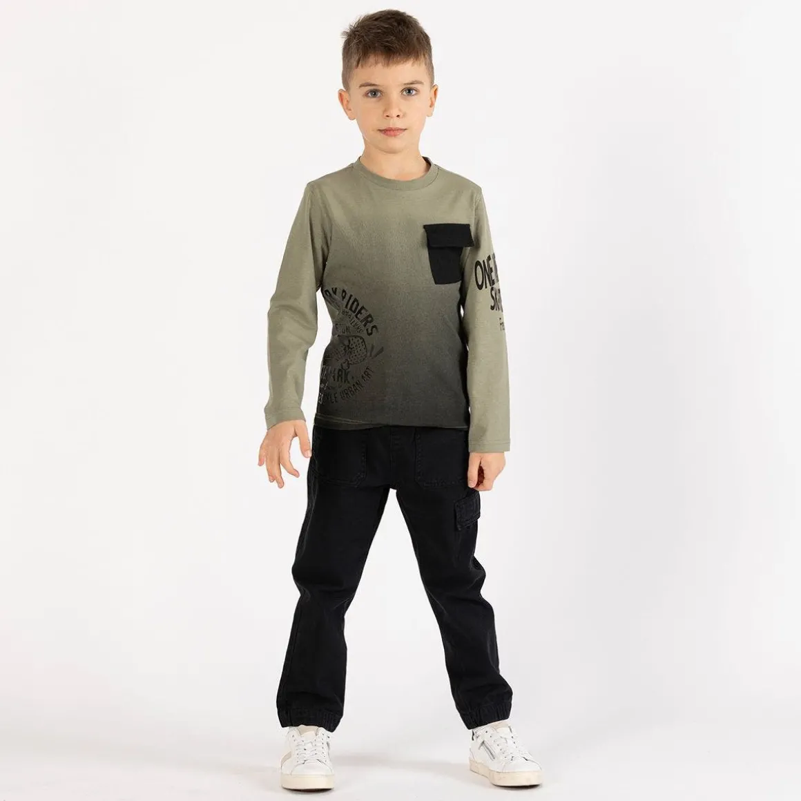 Pantalone in gabardina smerigliata per ragazzo