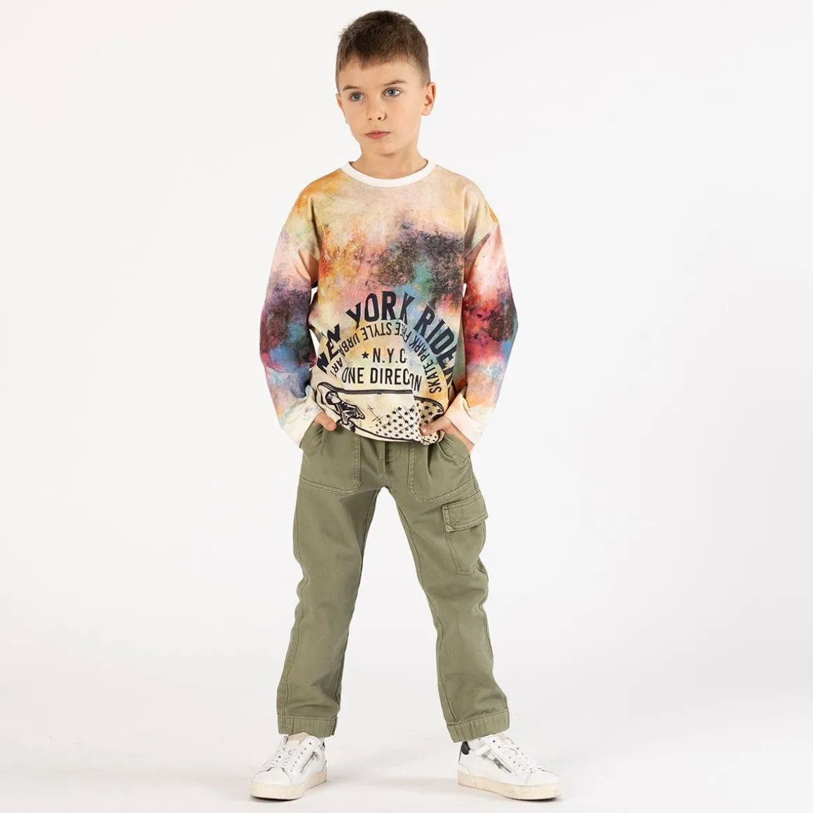 Pantalone in gabardina smerigliata per ragazzo